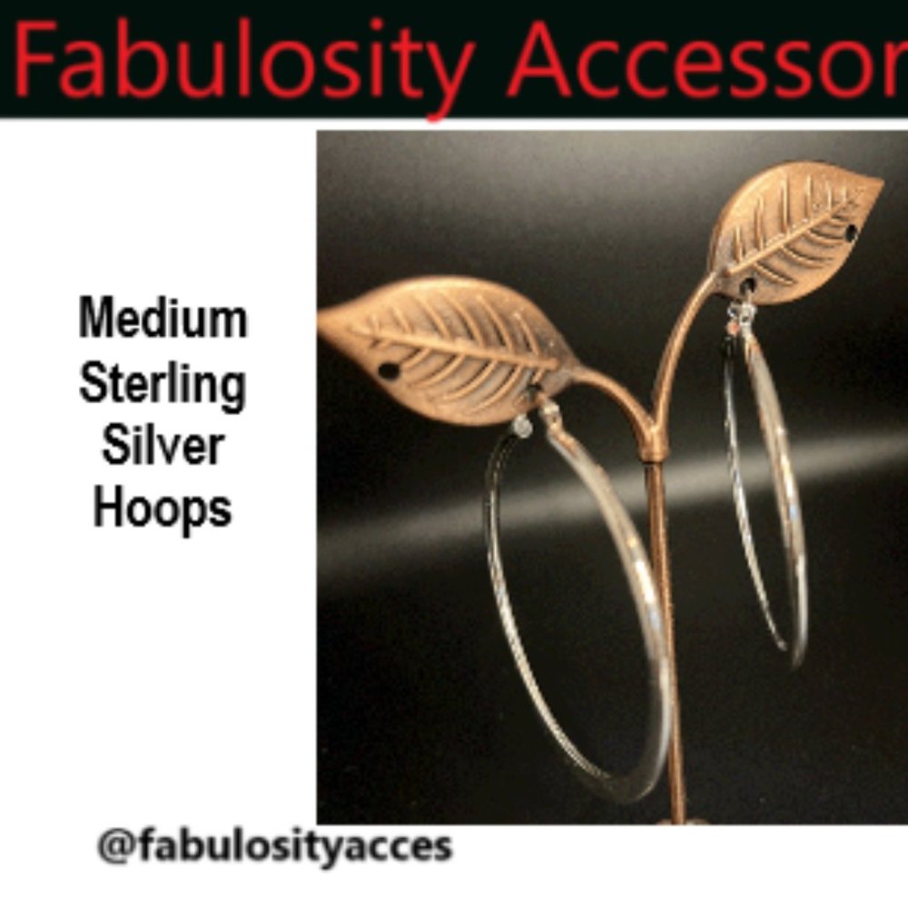 Adorable Medium Sterling Silver Hoops